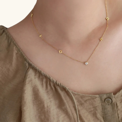 CARRIE Gouden Klaver Ketting
